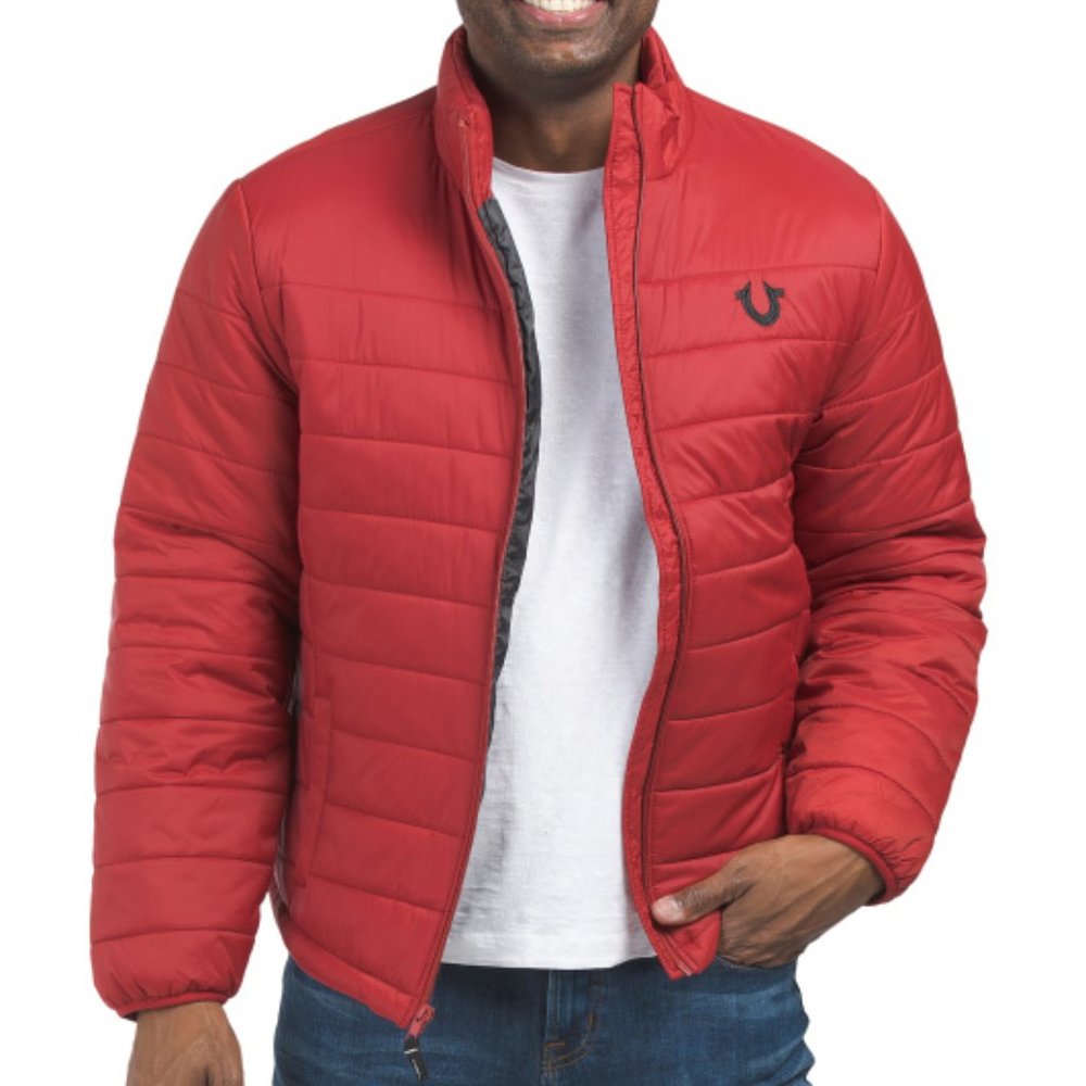 NWT TRUE RELIGION Puffer Jacket red 563mn - Picture 1 of 4